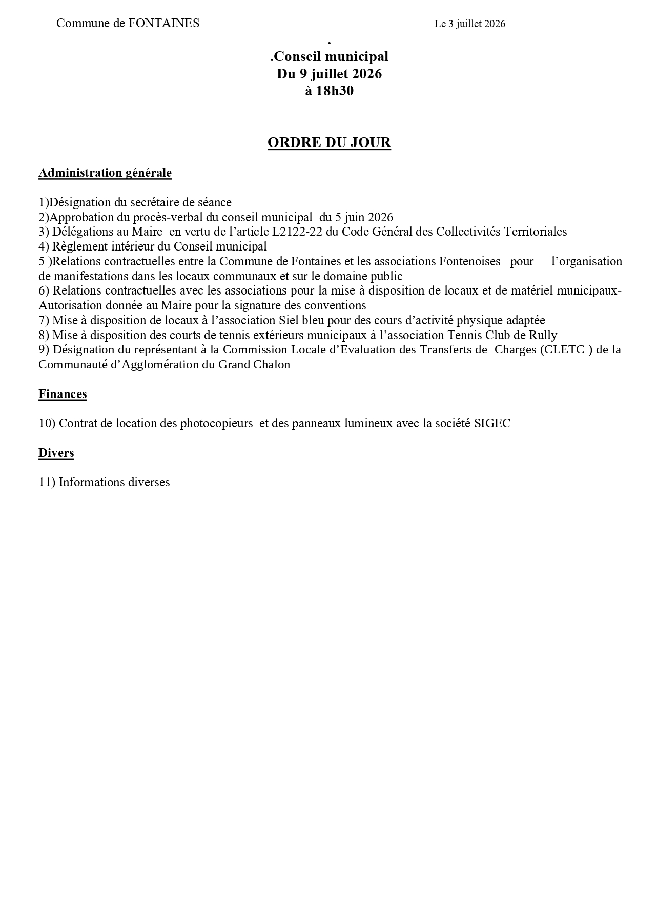 CONSEIL MUNICIPAL
