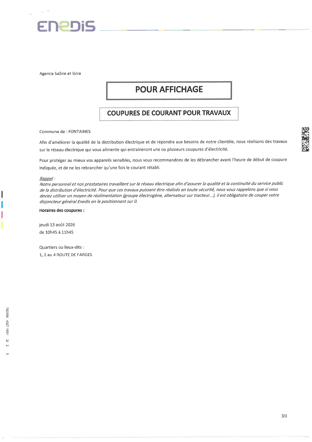 COUPURE DE COURANT PROGRAMMÉE